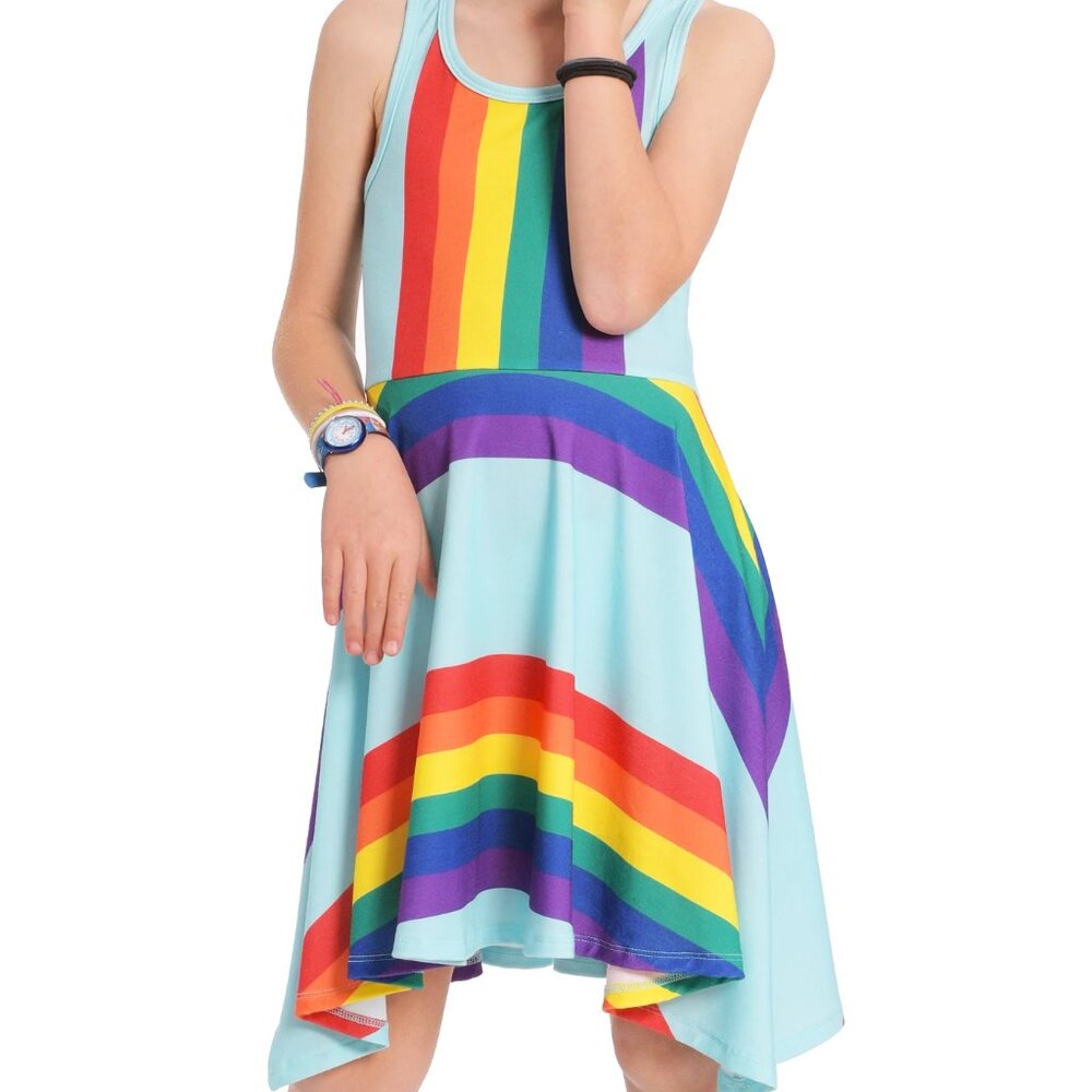 NEW Truly Me Hannah Banana Rainbow Stripes Fun Tween Summer Dress 10‎